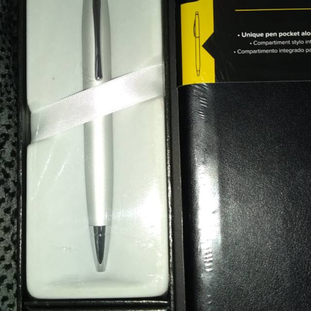 

Cross click silver ballpoint pen with polished chrome and medium classic white or black journals