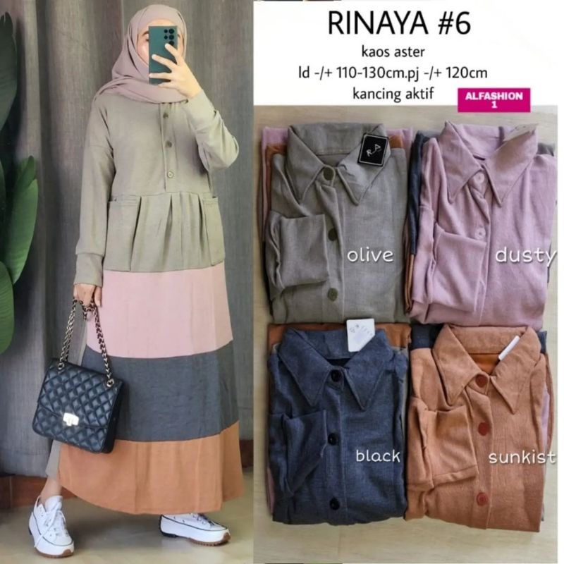 midi dress wanita rinaya kancing busui