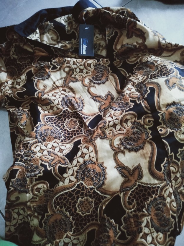 Trolistore Grosir Batik Tunik Wanita Busana Muslim Lengan Panjang Busui Coklat Motif Sodasi