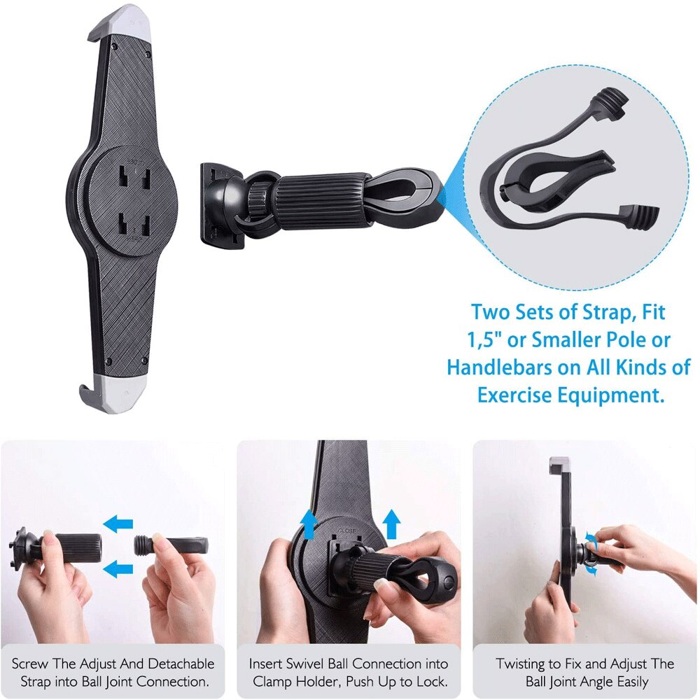 Fleksibel Tablet Treadmill Stand Mount Holder In-door Spinning Bike dengan Handlebar Holder untuk iPad 9.5-14.5 inch Tablet PC Holder