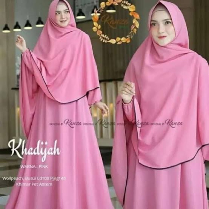 (KJI) GAMIS KHADIJAH ONE SET HIJAB JUMBO DAILY BUSUI DRESS WOLFIS