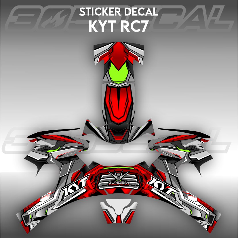 Sticker Decal helm KYT RC7 GUNDAM | decal helm | decal sticker