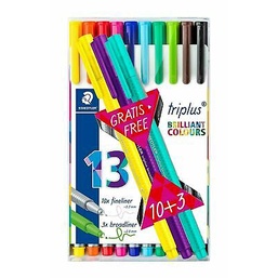 

Triplus Fineliner Staedtler 10+3 Broadliner Brilliant Colours - 0.3 mm