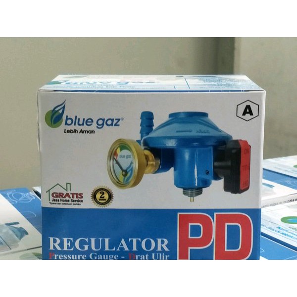 Regulator PD BLUE GAZ + Indikator METER Tekanan Gas Aman Anti Bocor awet tahan lama