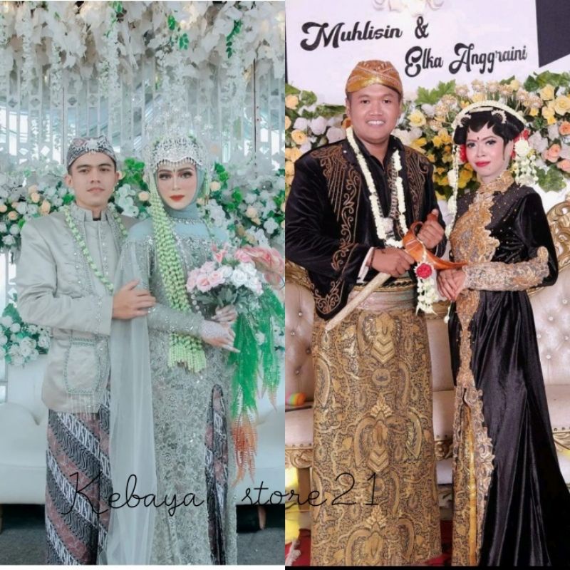 Rok batik prada wiron couple plus blangkon/batik jogja/batik solo/accecorolis manten