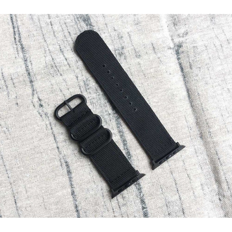 Tali Jam Apple Watch Premium Woven Nylon Buckle Strap Series 1 2 3 4 5 38mm 40mm - Black