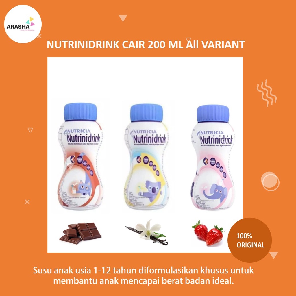 NUTRICIA NUTRINIDRINK CAIR 200 ML All Varian Rasa Coklat/Vanila/Strawberry