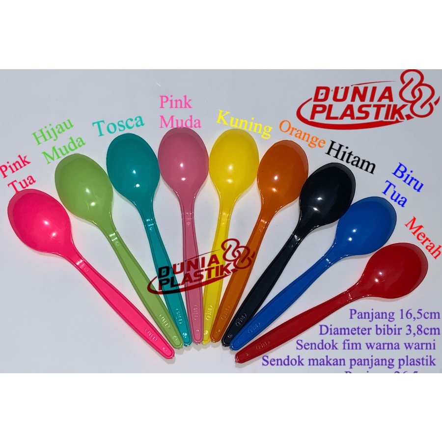 isi25pc SENDOK FIM makan panjang plastik warna warni unik high quality peralatan makan sekali pakai-1