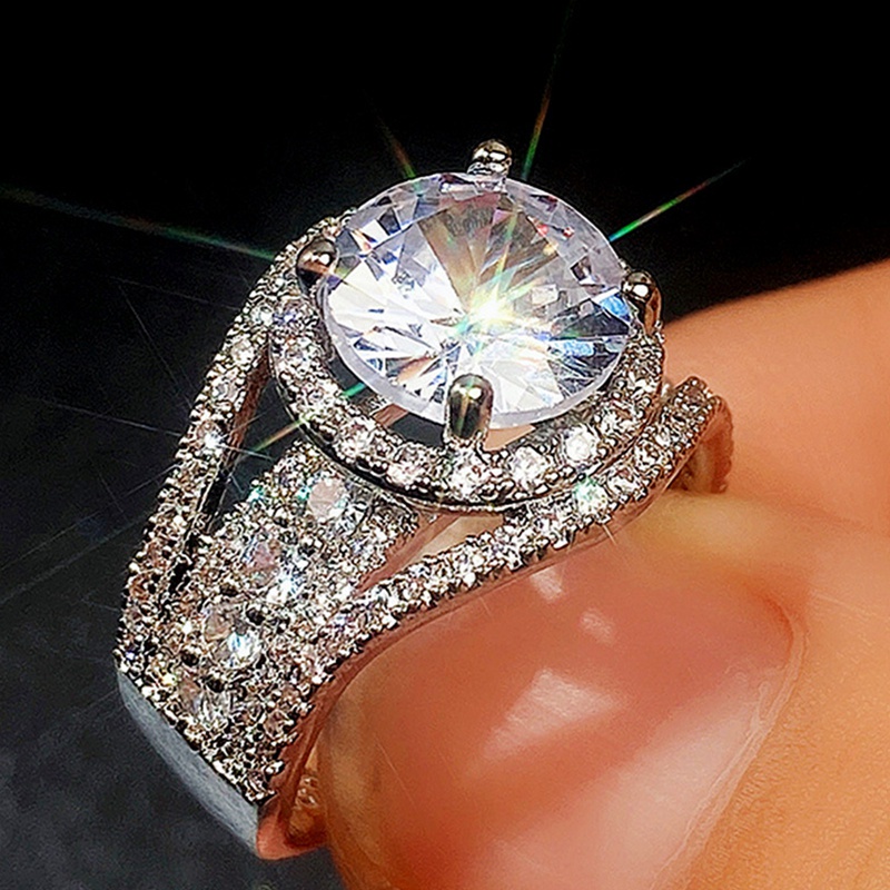 Fancyqube Cincin Cubic Zirconia Gaya Modern Untuk Wanita