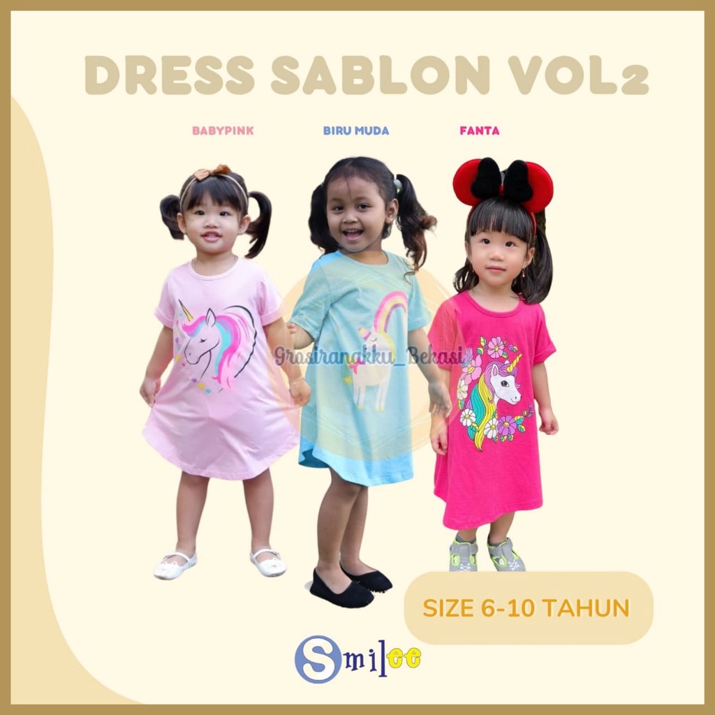 Daster Anak Smilee Sablon Vol 2 Junior Mix Motif Size 6-10Thn