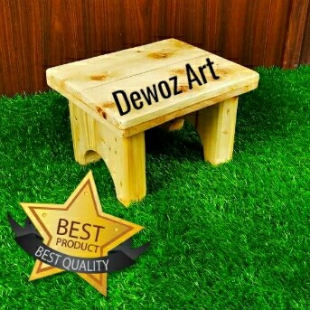 Kursi Kayu - Kursi Jati Pendek Tebal / Bangku Jongkok / Dingklik Kayu Natural Clear
