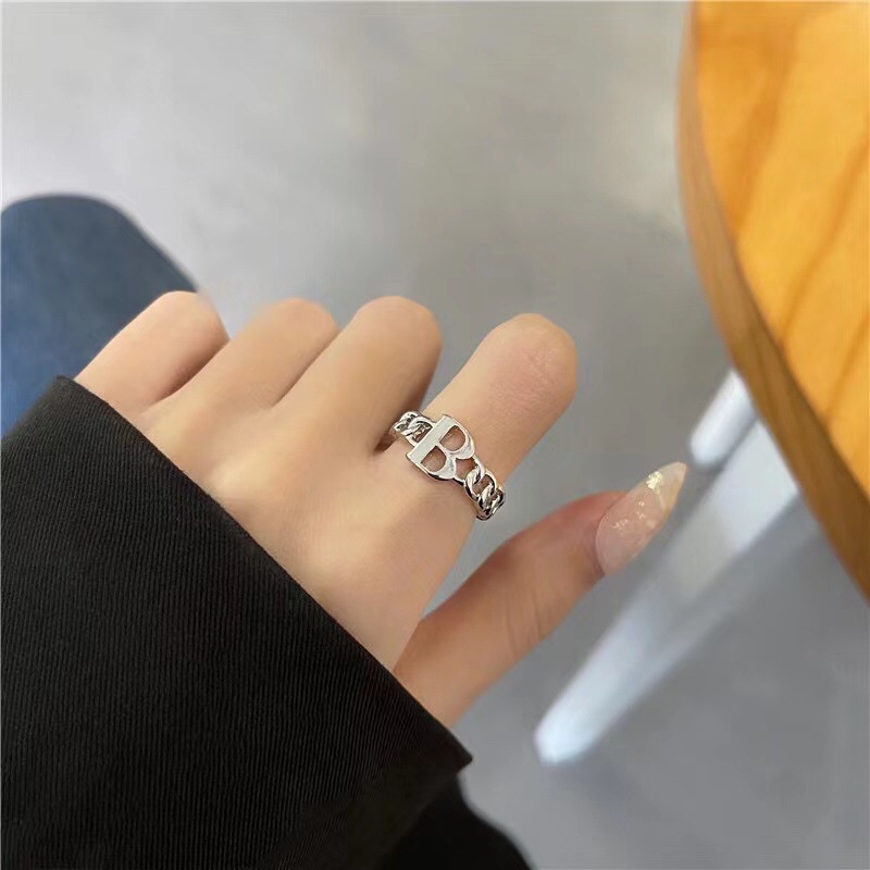 Cincin Model Terbuka Desain Huruf B Dapat Disesuaikan Untuk Wanita