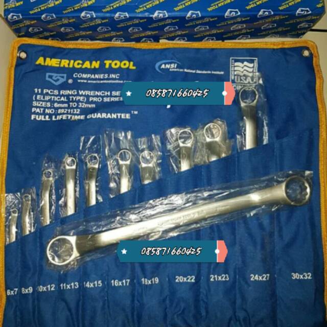 Kunci Ring Set 11 pcs American Tools 6 - 32 mm Combination