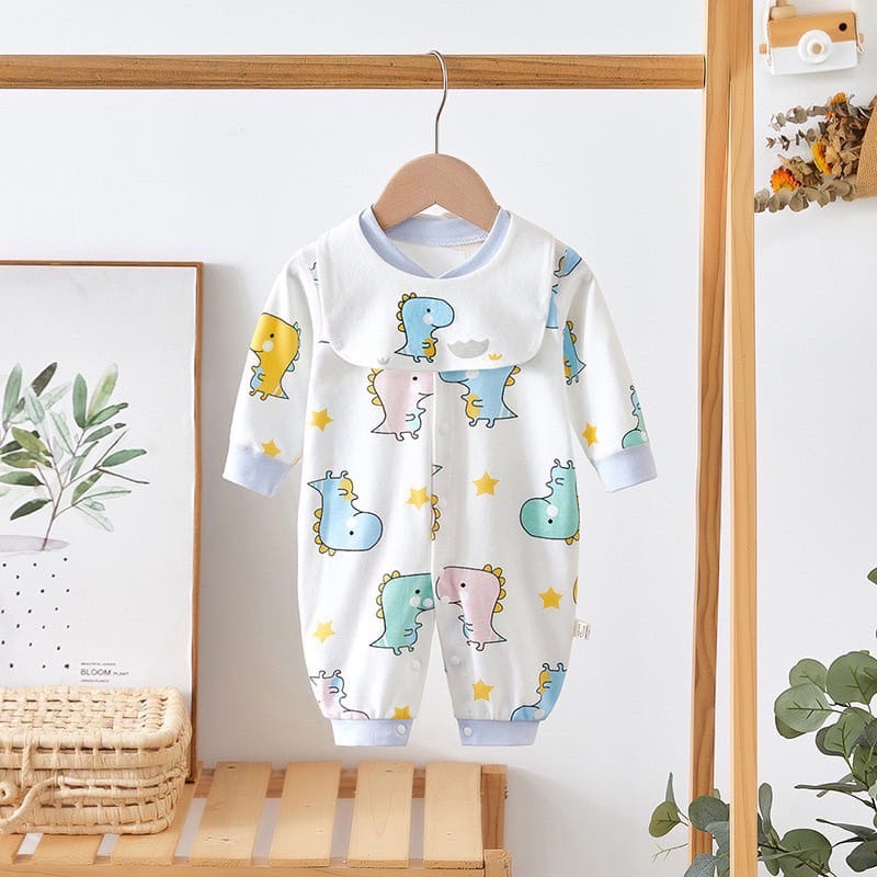 LID9049 - 2in1 Sleepsuit + Sleber Romper Baby Lengan Panjang