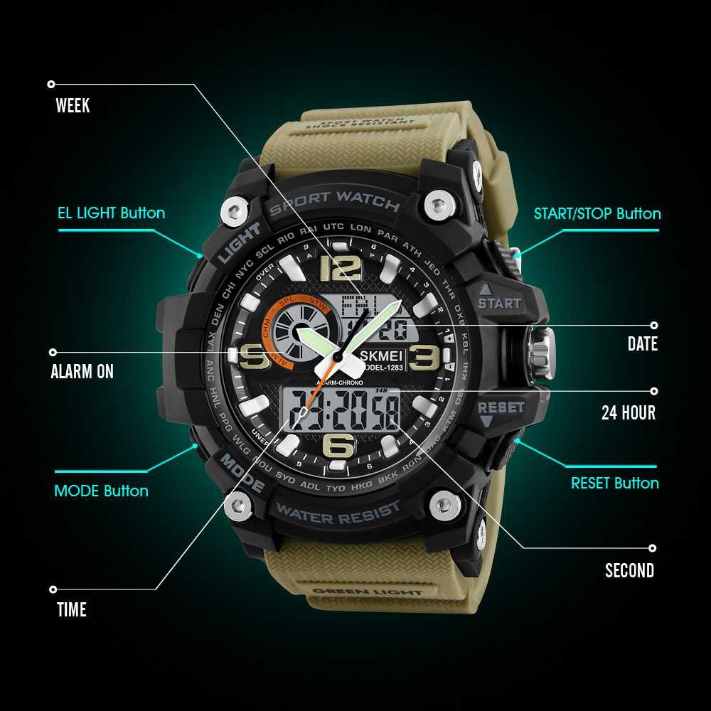 SKMEI Jam Tangan Digital Analog Pria JT 34 Jam Interface Chronograph Unik Penutup Stainless Anti Air