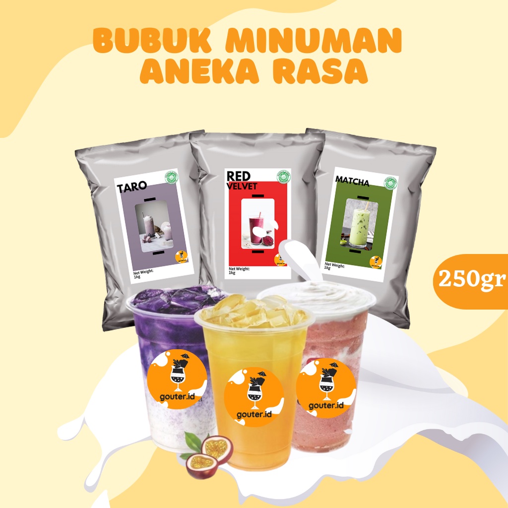 SERBUK MINUMAN ANEKA RASA 250GR / BUBUK MINUMAN RASA BOBA  / BUBUK MINUMAN KEKINIAN / SERBUK MINUMAN BOBA / POWDER MINUMAN / MINUMAN BOBA / BUBUK BOBA