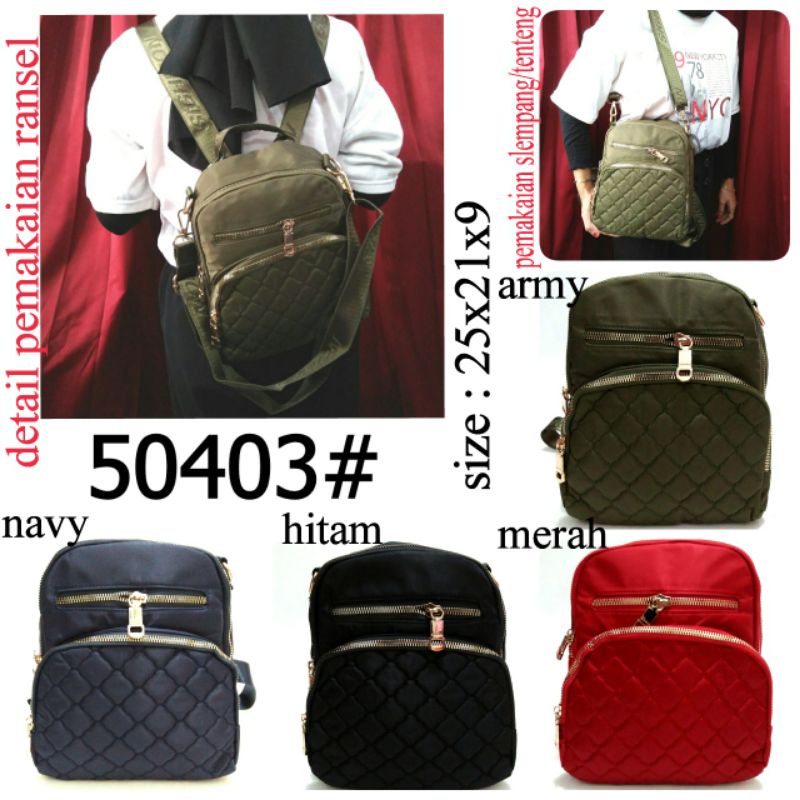 TERBARU TAS FASHION WANITA 2IN1 BISA DI RANSEL BISA DI SELEMPANG TERBARU HOME 50403 WARNA NAVY HITAM MERAH ARMY TERMURAH