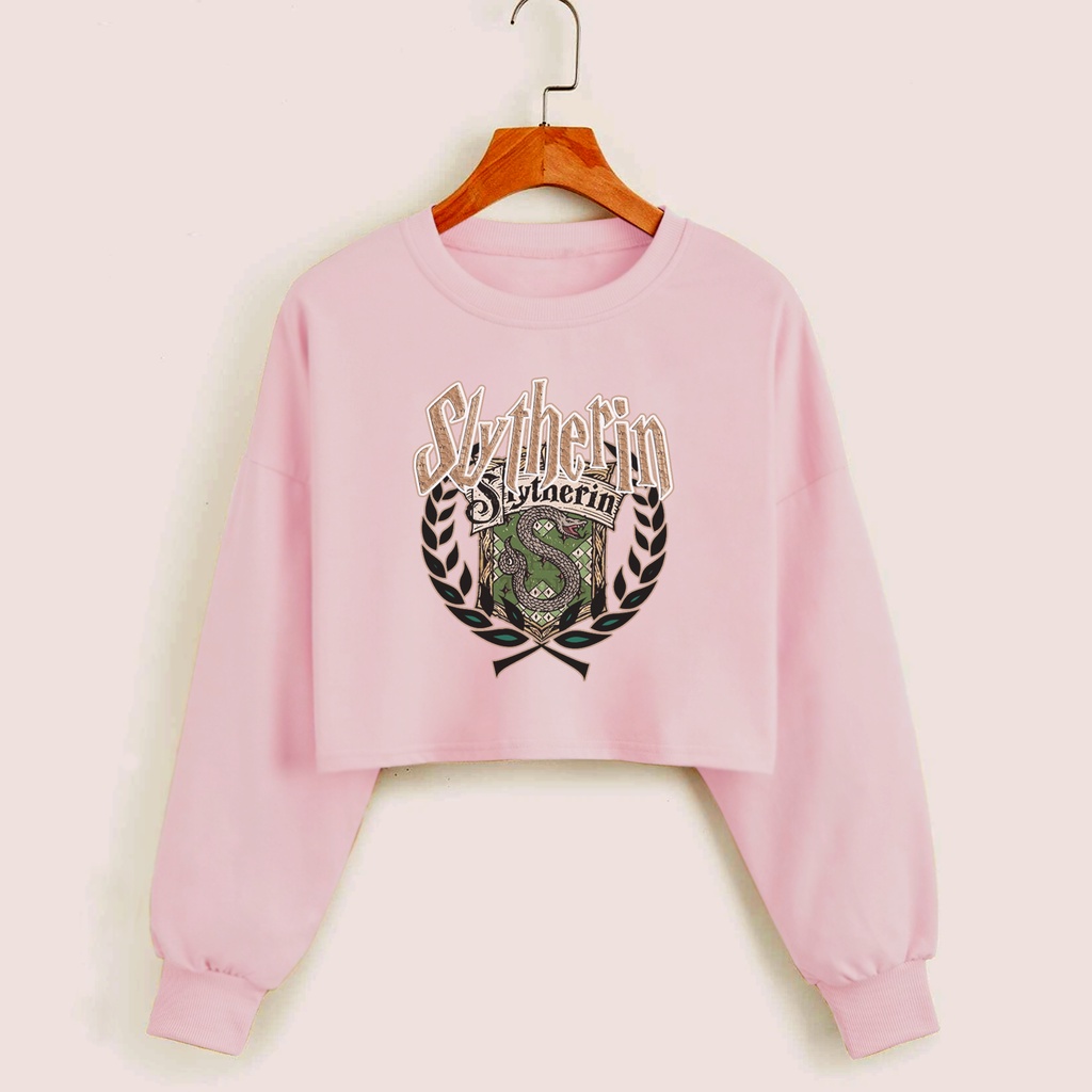 Sweater crop wanita SLYTHERIN baju croptee cewek murah