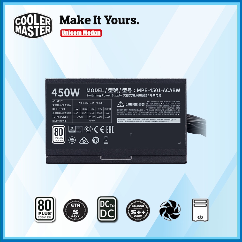 PSU COOLERMASTER MWE WHITE 450W 80+ POWERSUPPLY