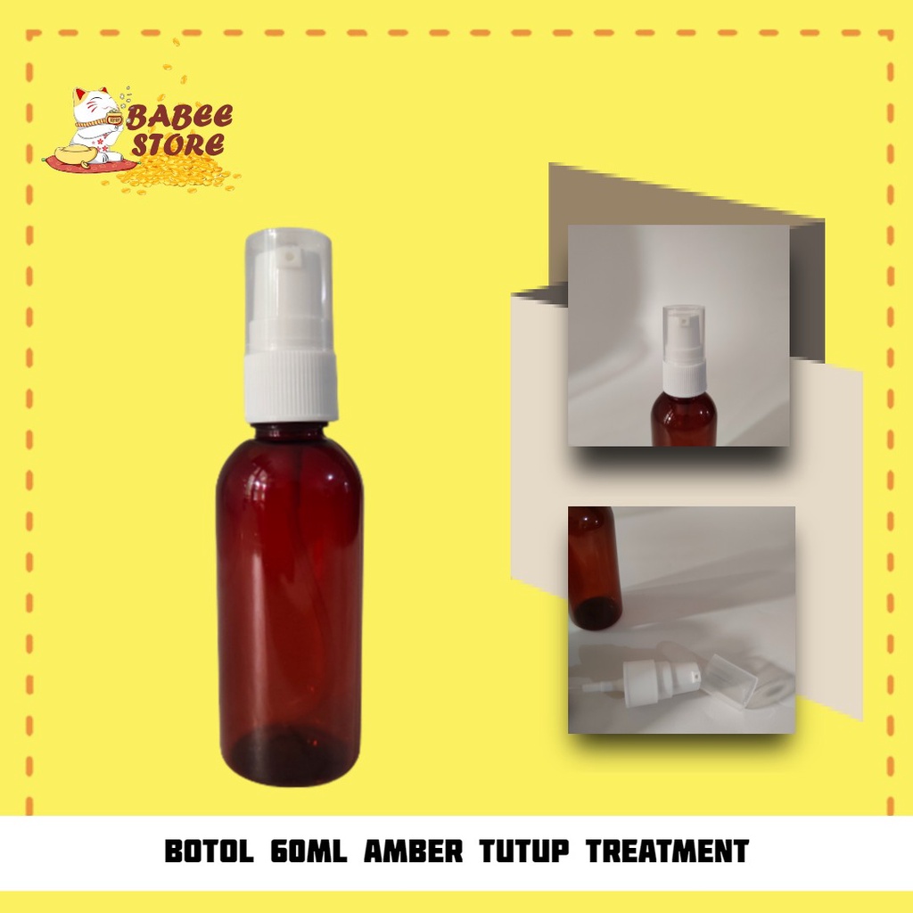 BOTOL PLASTIK 60ML AMBER PUMP TREATMENT N18 / BOTOL TREATMENT 60ML CLEAR BOTOL ISI ULANG