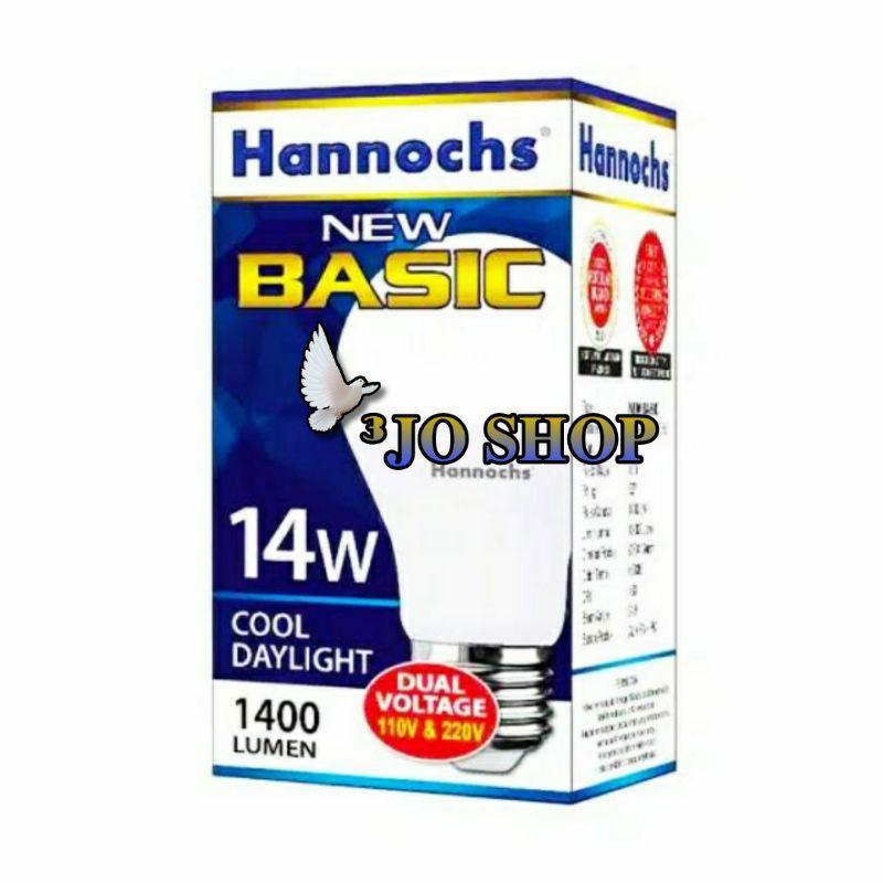 Bohlam Lampu Led Hannochs Basic 14 Watt cahaya putih