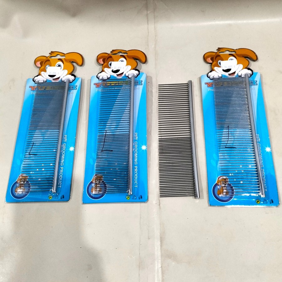 Sisir pet grooming comb stainless anjing kucing size L P 20cm x L6cm