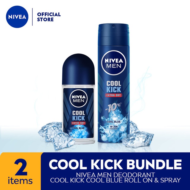 NIVEA MEN Personal Care Deo Cool Kick Spray & Roll-On Bundle