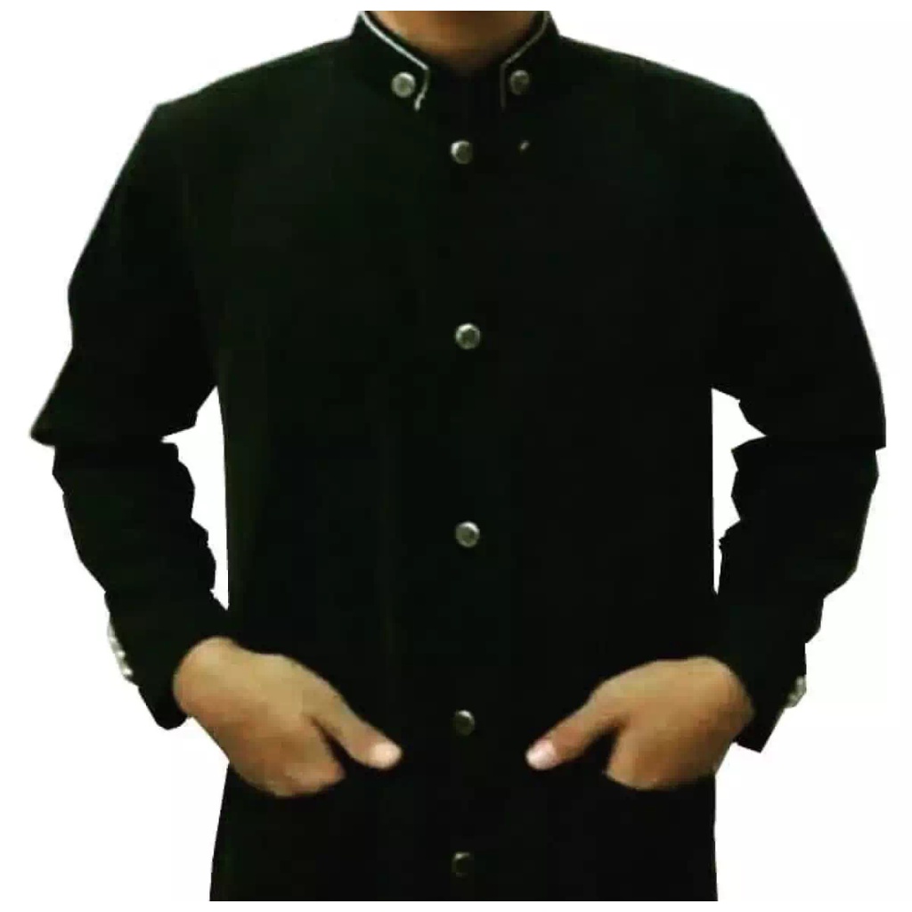 jasko polos pria warna hitam list putih bordir jasco muslim pria dewasa lengan panjang terbaru 2024