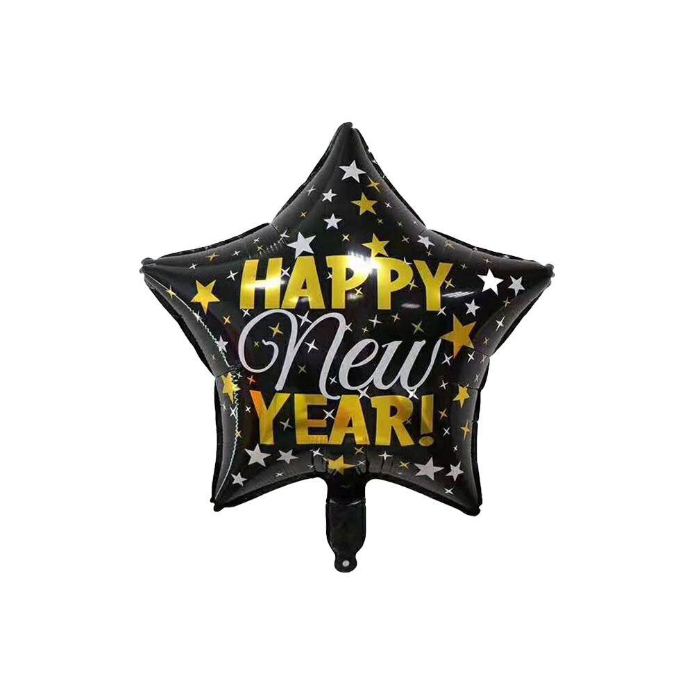 Solighter DIY Balon Dengan Gambar Tulisan Happy New Year Warna Hitam / Emas