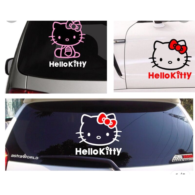 Stiker kaca mobil hello kitty lucu keren