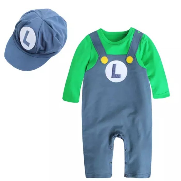 Baby Mario bross romper costume kostum bayi luigi mario bross