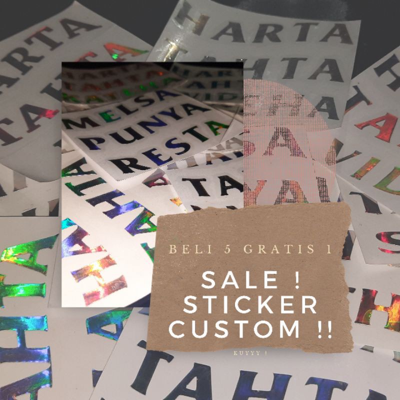 

BELI 5 GRATIS 1 !!! || STIKER HOLOGRAM HARTA TAHTA / NAMA / NAMA INSTAGRAM (SATUAN & GROSIR)