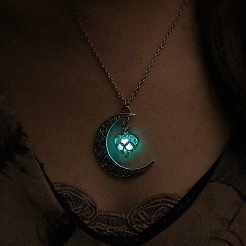 Hu Hu Hu Hu Hu Alat Bantu Pasang Kacamata♡ Kalung Rantai Liontin Bulan Sabit Hollow Hias Batu Turquoise Untuk Wanitahadiah Halloween