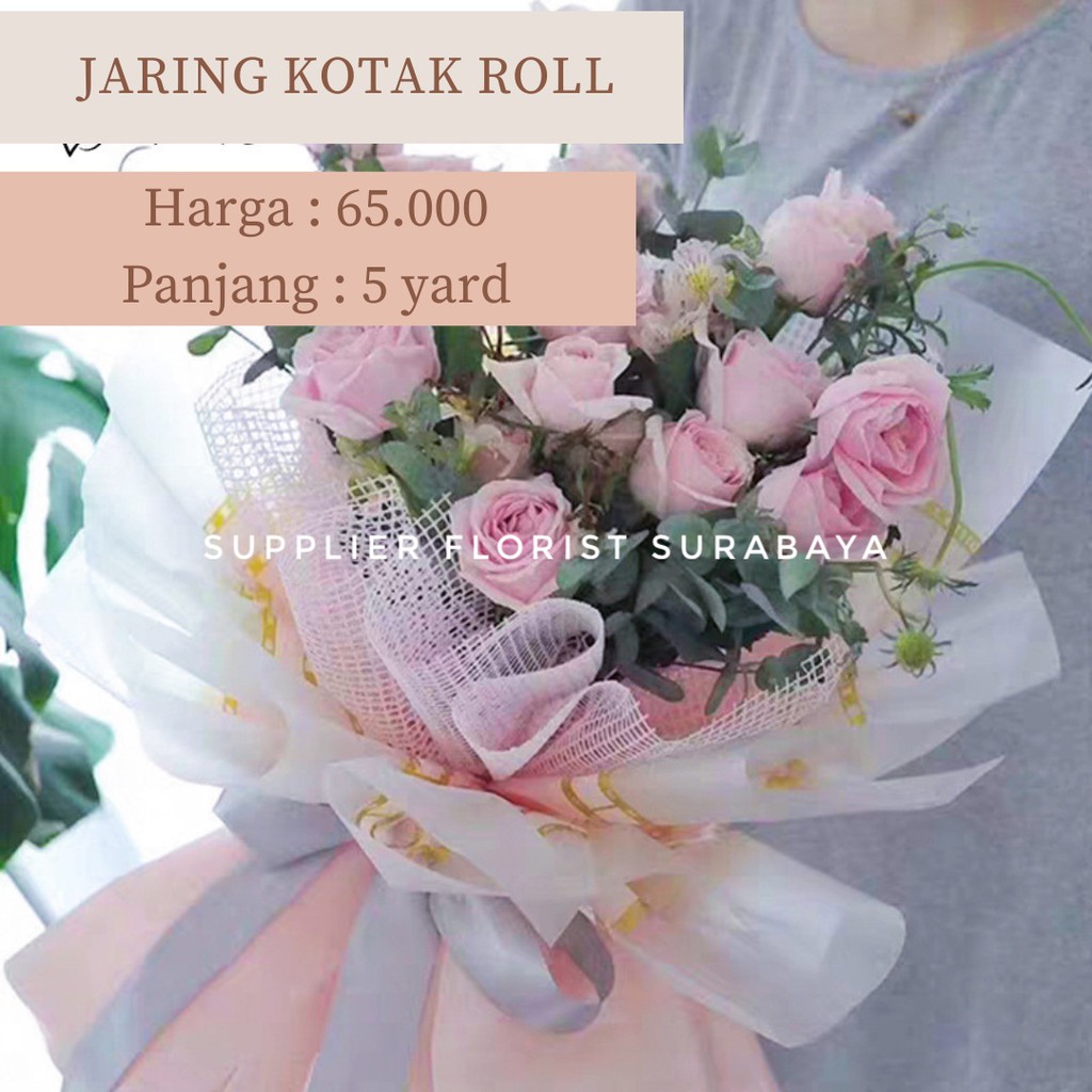 JARING KOTAK MESH ROLL WRAPPING PAPER KERTAS WRAP PEMBUNGKUS BUNGA KERTAS KOREA