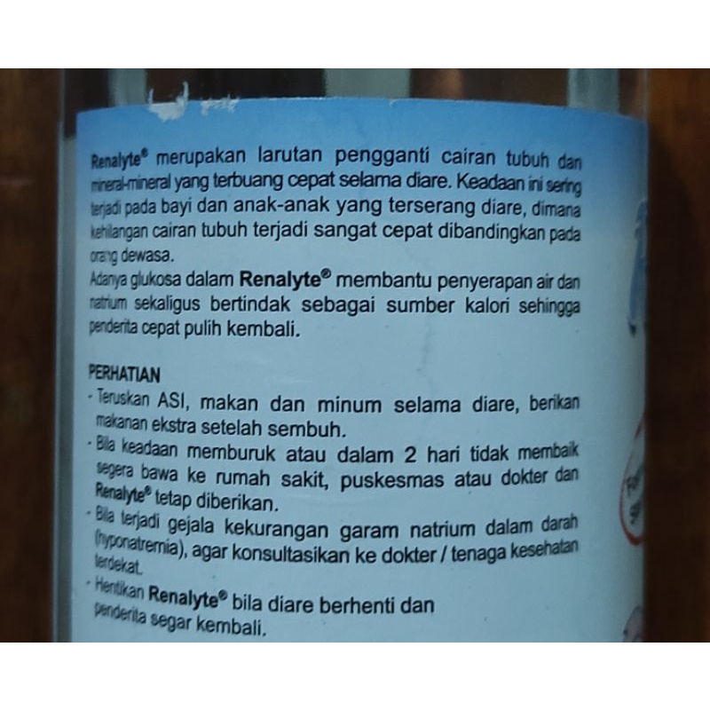 Renalyte 200 ML/pencegahan dan terapi dehidrasi ringan hingga sedang diare dan muntah