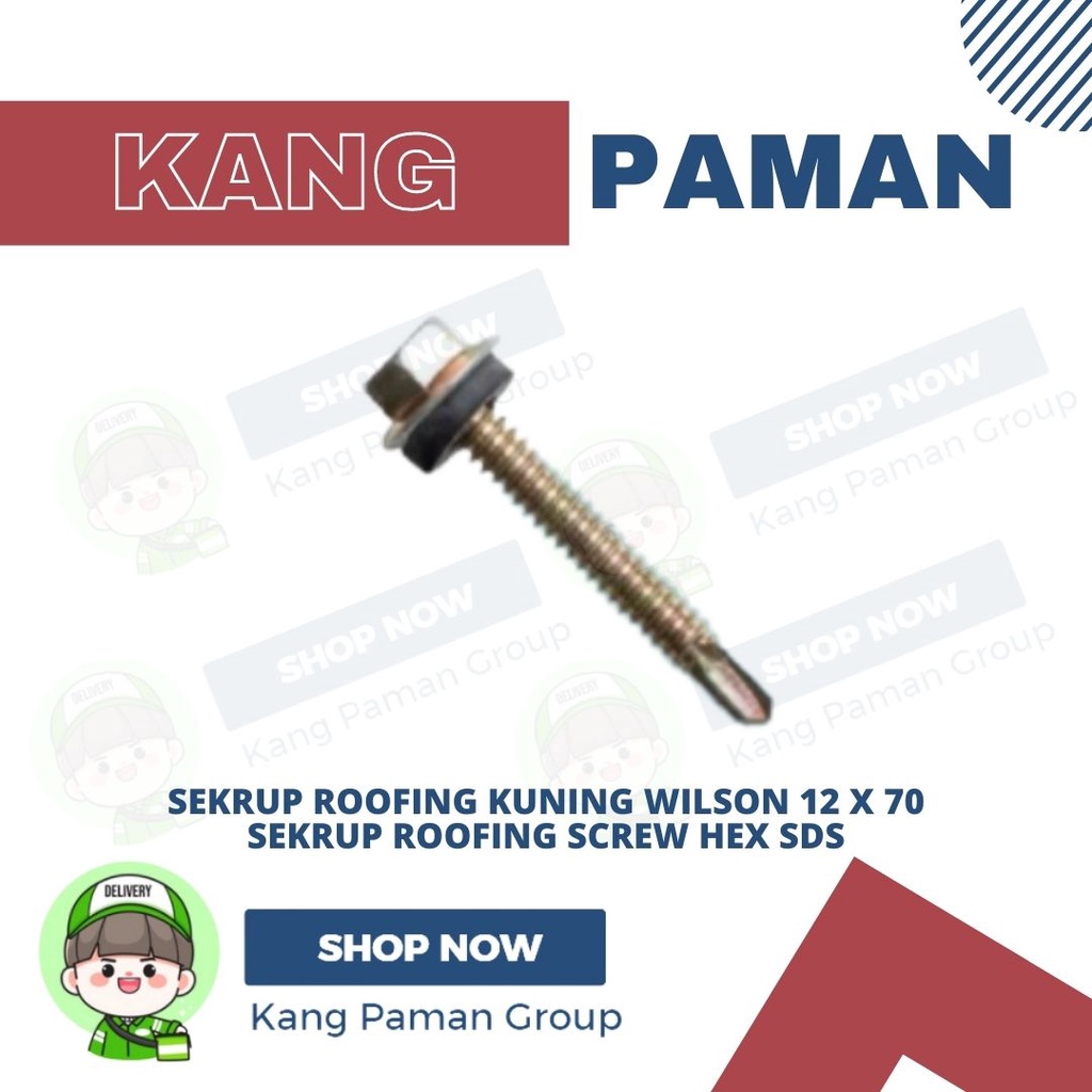 Sekrup Roofing Kuning Wilson 12 x 70 sekrup roofing screw Hex sds