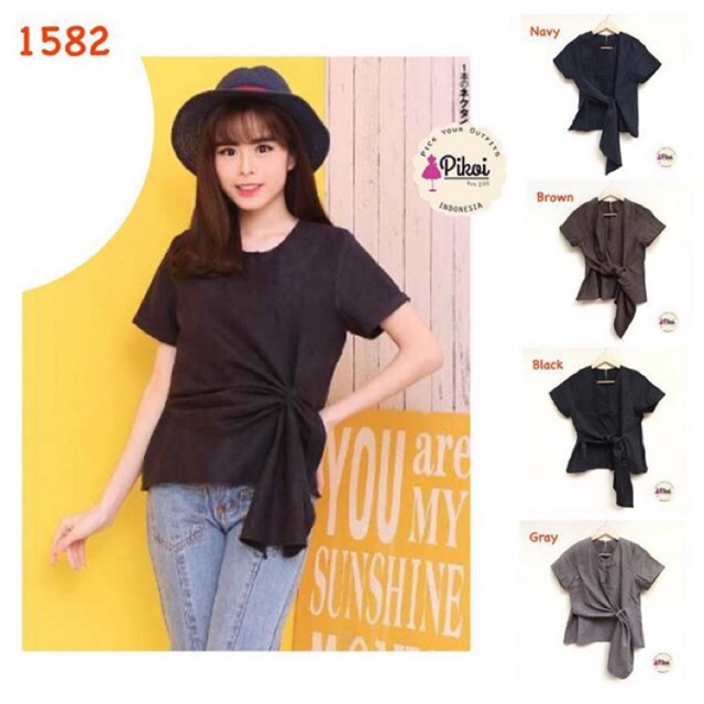 Blouse hitam cantik / blouse kantor murah / blouse kuliah / blouse ikat lucu / blouse korea mu /1582