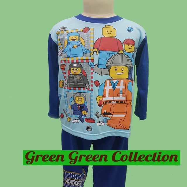 Piyama kaos anak premium lego movies blue/red