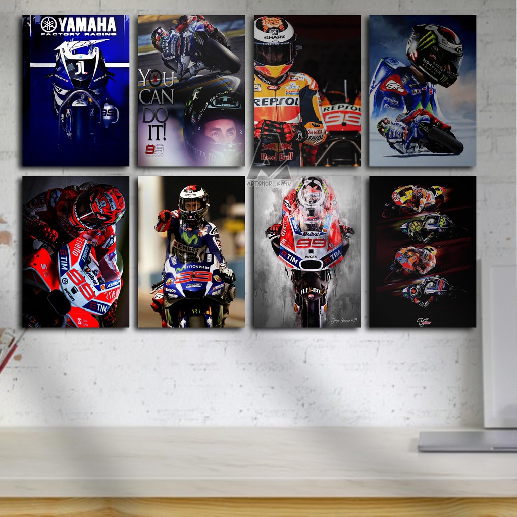 Hiasan dinding MOTO GP JORGE LORENZO Poster Kayu Pajangan Rumah/ dekorasi dinding / Walldecor