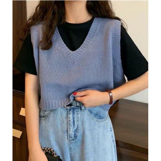 JNY.CO Rompi Natha Vest Knit Rajut Rib Tebel