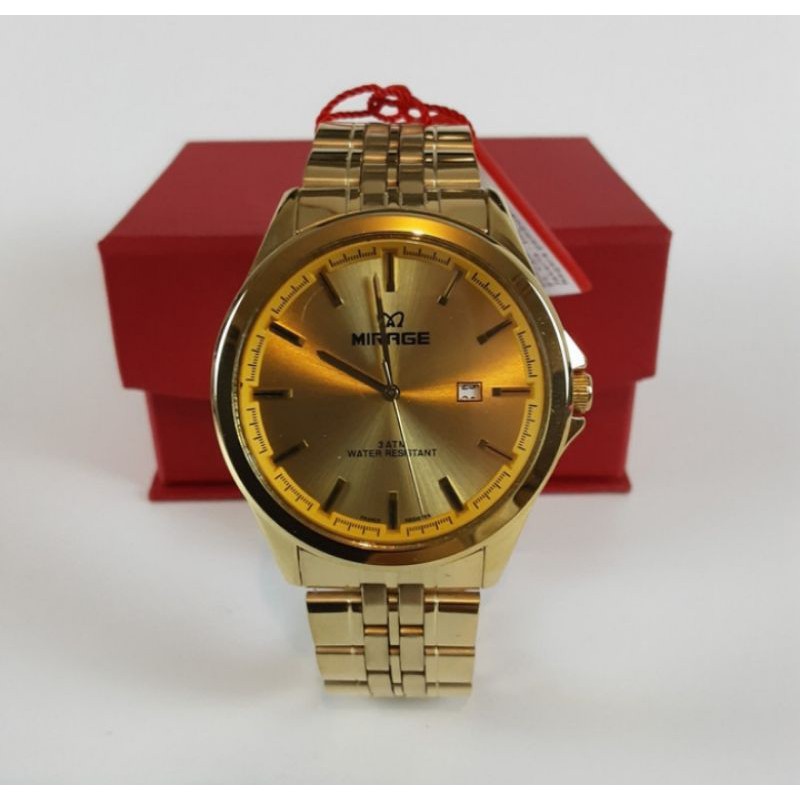 jam tangan pria;MIRAGE M8709BRP-Lgold~ORIGINAL WATER RESISTANT