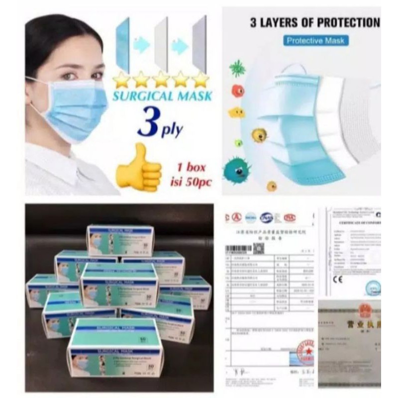 masker 3 ply, masker surgical mask, tanpa box