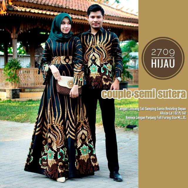 Gamis batik sogan semi sutera