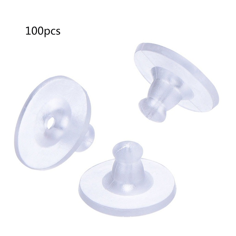SIY  100 Pieces Soft Clear Earring Backings Silicone Rubber Safety Back Pads Backstops Replacement for Earring Studs Hoop DIY