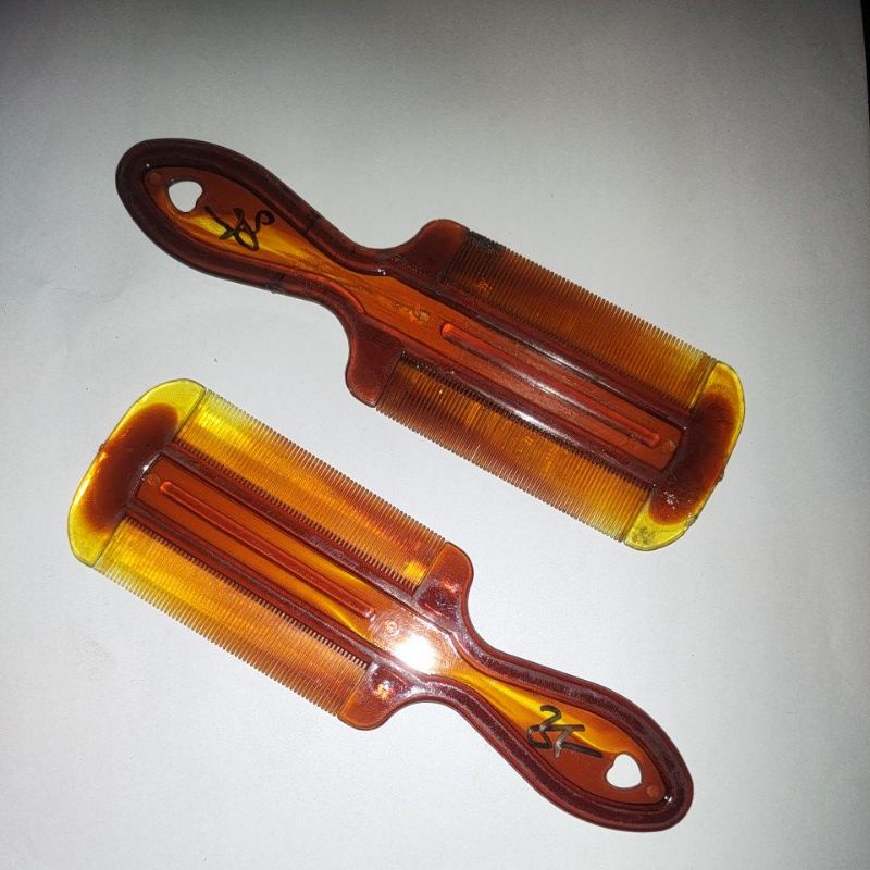 Sirit kutu gagang sisir kutu plastik coklat bagus