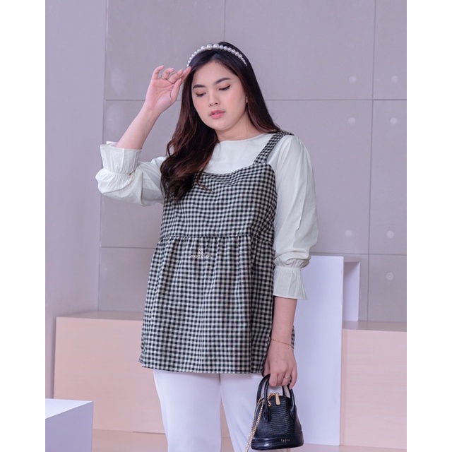 ISUKA FASHION Alirah Top Atasan Wanita Jumbo Kemeja Wanita Pakaian Wanita Jumbo-3