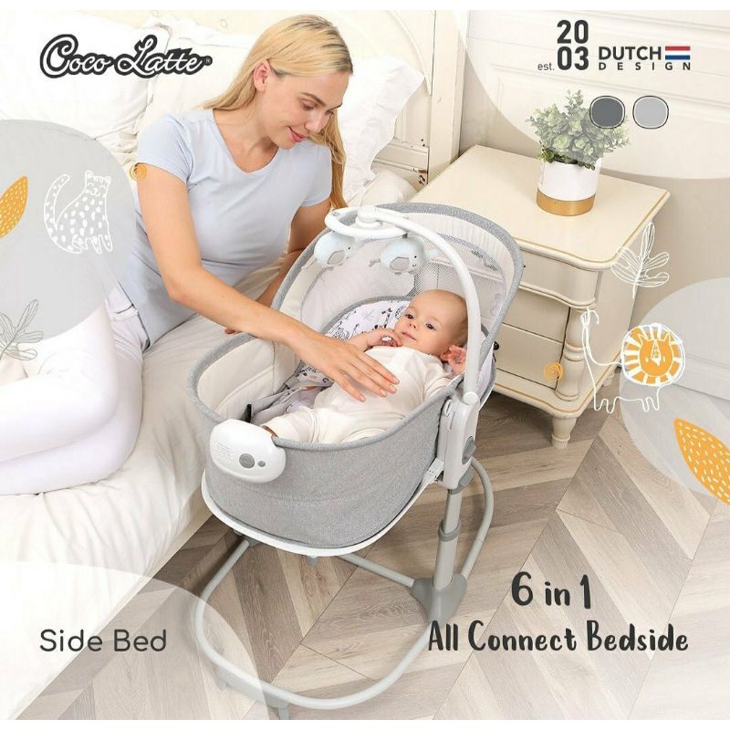 Ayunan Bayi Cocolatte 6 in 1 All Connect Bedside Side Bed Bassinet Rocker