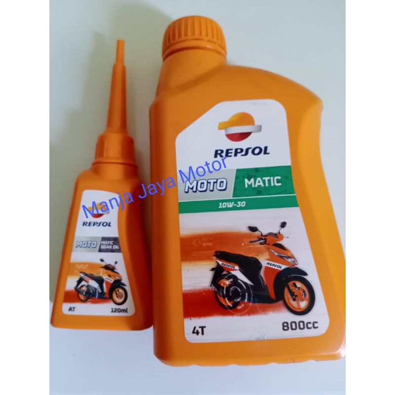 Paket oli mesin Repsol matic 800ml SAE 10-30W + gardan repsol 120ml for Vario 125/110/150/Mio/J/M3