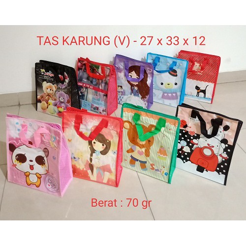 Tas Karung Plastik (V) 27x33x12 Laundry Tas termurah Shop Souvenir Ultah Goodie Bag