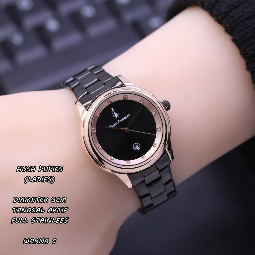 JAM TANGAN WANITA HUSH PUPPIES RANTAI TANGGAL AKTIF